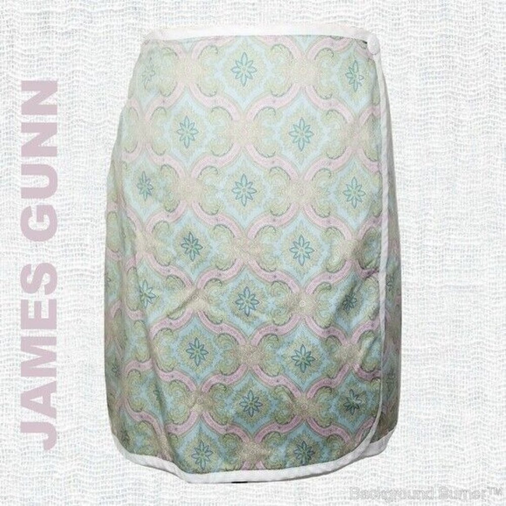 James Gunn Green & Pink Gingham Reversible Skirt Women Sz Large